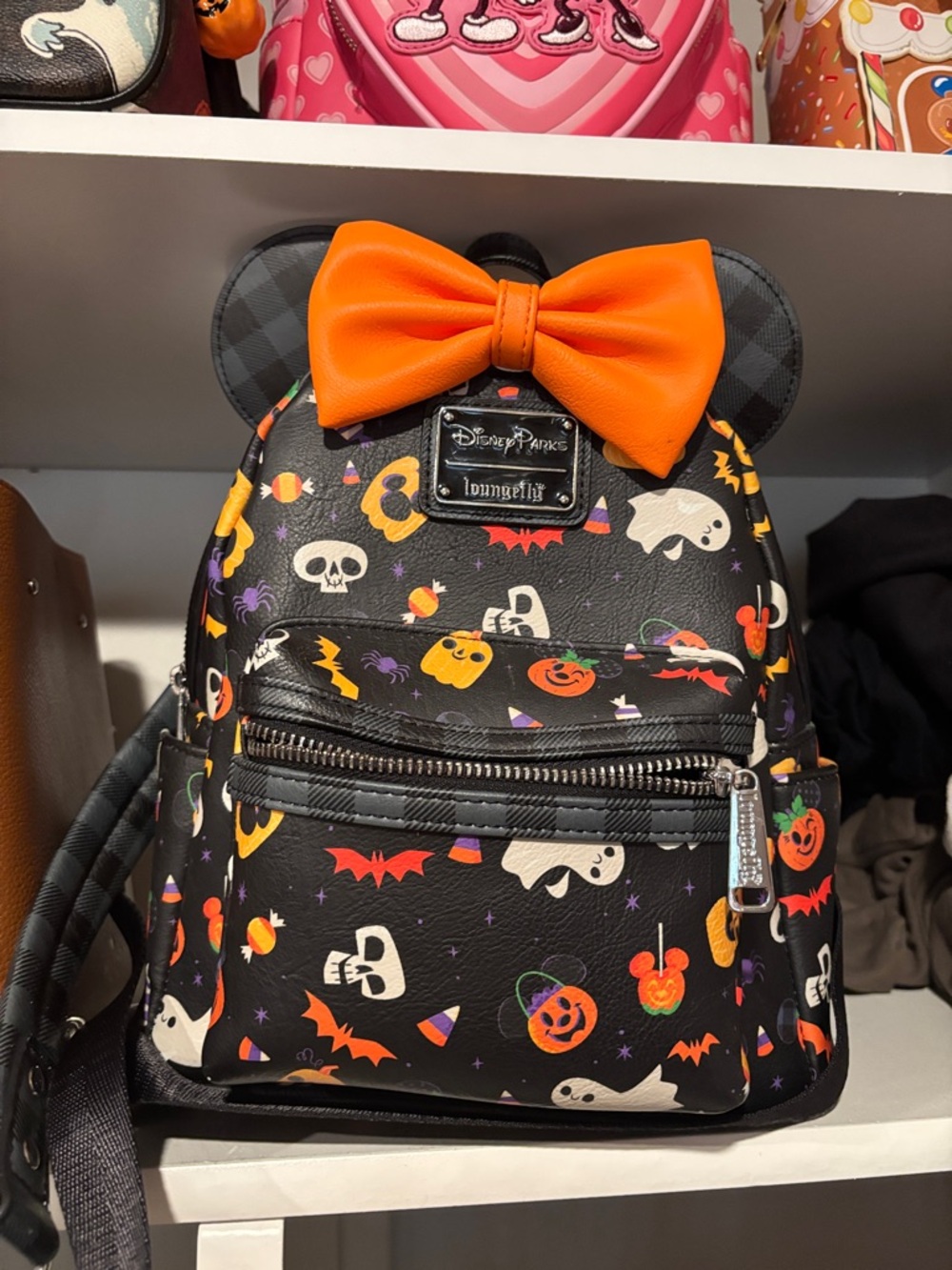Loungefly Black Halloween Mini Backpack with Orange Bow